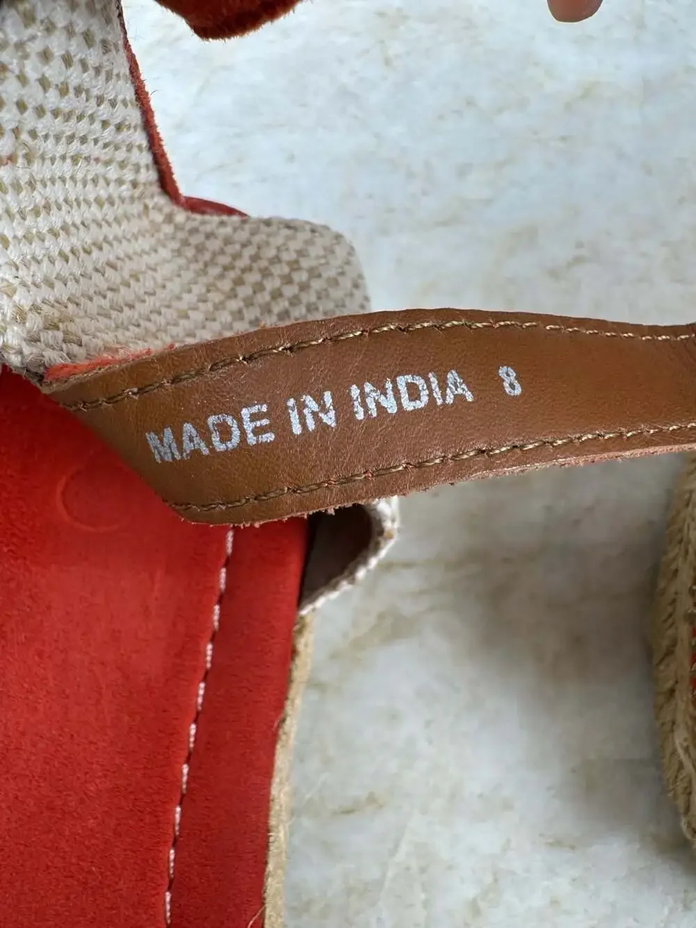 BOC Red Suede Beaded Espadrille Wedge Sandals Ankle Strap Boho Women’s Size 8